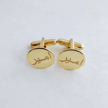 CUSTOM ROUND ARABIC NAME CUFFLINKS